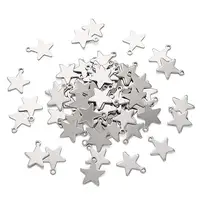 50Pcs/Lot Stainless Steel Blank Tags Tiny Star Charms Pendant DIY For Necklace Bracelet Jewelry Making Accessories 2