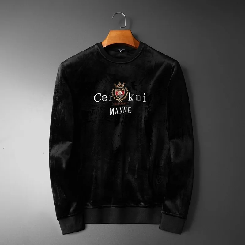 

Fashion Clothing 2019 Mens Hoodies Embroidery Black Thick Sweatshirts Full Casual Fleece Streetwear Men Winter Hoodie Plus Size