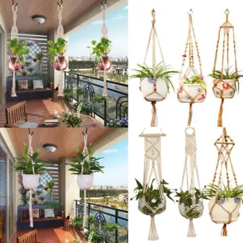 

Hemp Rope 2020 Large Pot Holder Macrame Plant Hanger Hemp Rope Braided Hanging Planter Basket