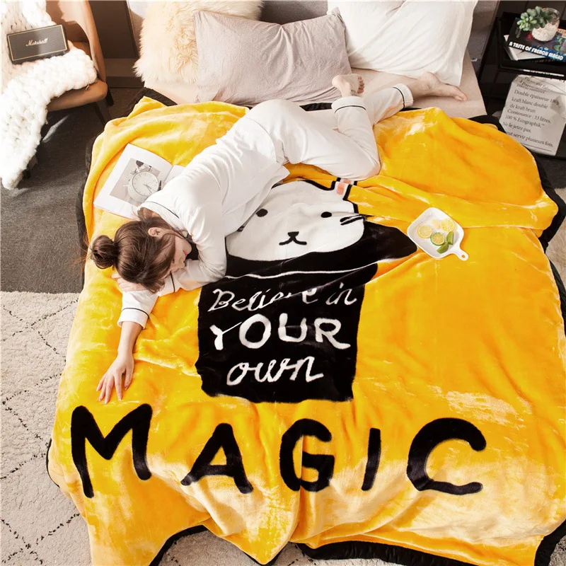 

Autumn and Winter Hot Sale Cute Cartoon Thicken Keep Warm Flannel Cloud Blanket Single Double Layer Raschel Blanket Quilt