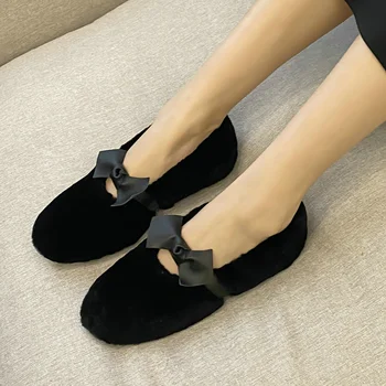 

EshtonShero Woman's Shoes For Women Boots Fur Warm Ankle Boots Footwear Snow Boots Butterfly-Knot Fur Winter Shoes Size 3-9