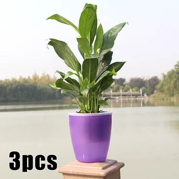 

3pcs Plant pot Flower Pot Garden Indoor Planter Auto Water Absorption Desks