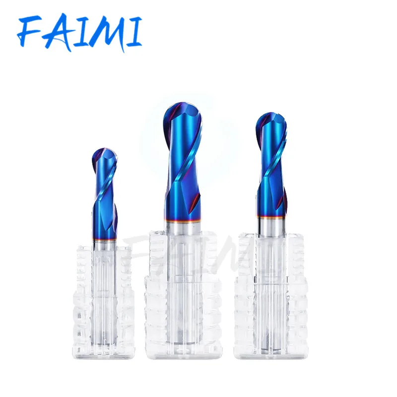 Solid Carbide End Mills Hrc70 Ball Nose Milling Cutter ALTiSiN Blue Nano Coating 2 Flutes Cnc Maching Alloy Tungsten Steel Bit |