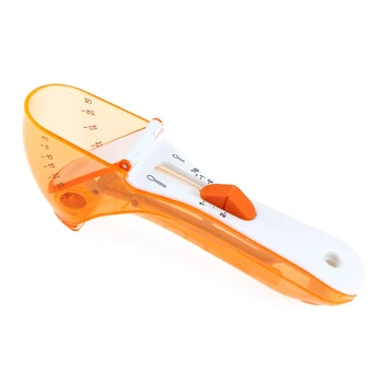 

Unique kitchen gadgets adjustable scale spoon plastic measuring scoop baking spoon