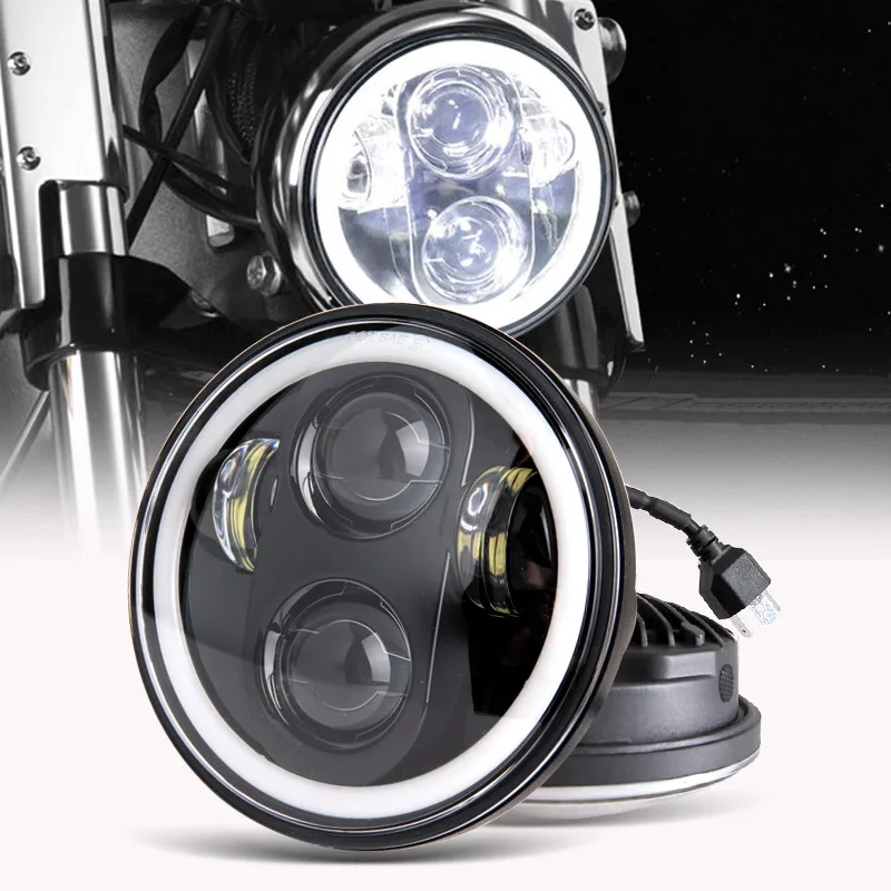 5,75 дюймов светодиодный фары DRL полный Halo Кольцо для 5 3/" круглый для Sportster Dyna