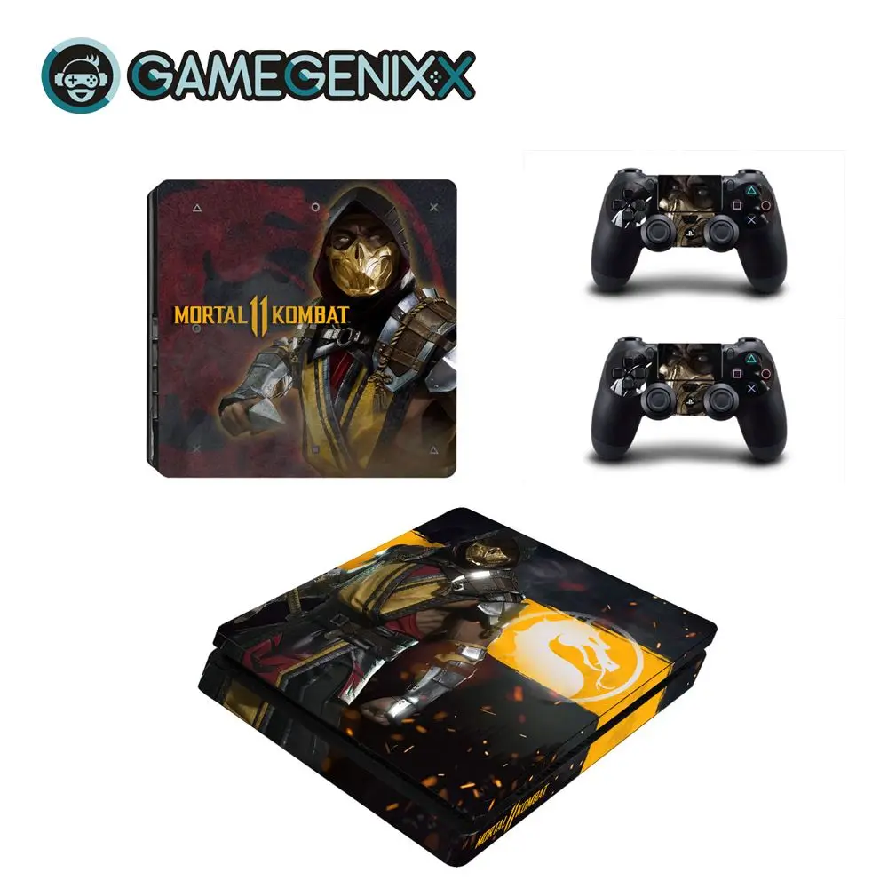 GAMEGENIXX виток винилопласта с наклейкой для PS4 Slim консоли и 2 контроллера-Mural Kombat