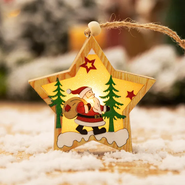 Горячий Рождественский поезд окрашенный деревянный Санта/медведь/снеговик рождественские украшения Детские игрушки Navidad Новогодний подарок орнамент для украшения для домашнего праздника - Цвет: Star old man