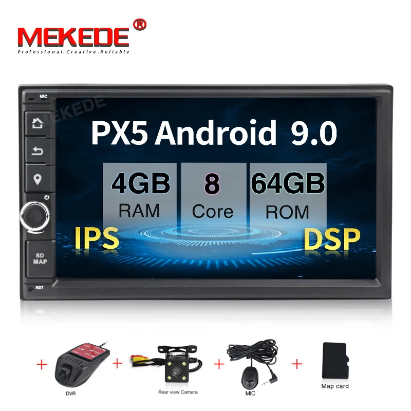 DVD CAMERA DVR PX5 4+ 64G Android 9,0 автомобильный радиоприемник стерео gps Навигация BT wifi Универсальный 7 ''2din автомобильный радиоприемник стерео 8 ядерный мультимедийный плеер аудио - Цвет: DVD CAMERA DVR