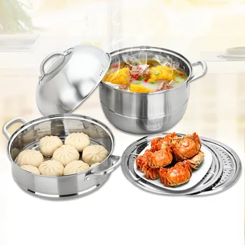 

304 Stainless Steel Steamer Steam Pot Pan Saucepan Kitchen Cooking Cookware