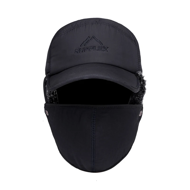 Русские шапки, Мужская утолщенная Кепка Skullies, бейсбольная кепка s, теплая и ветрозащитная Кепка с ушками и маской, зимняя шапка-бомбер