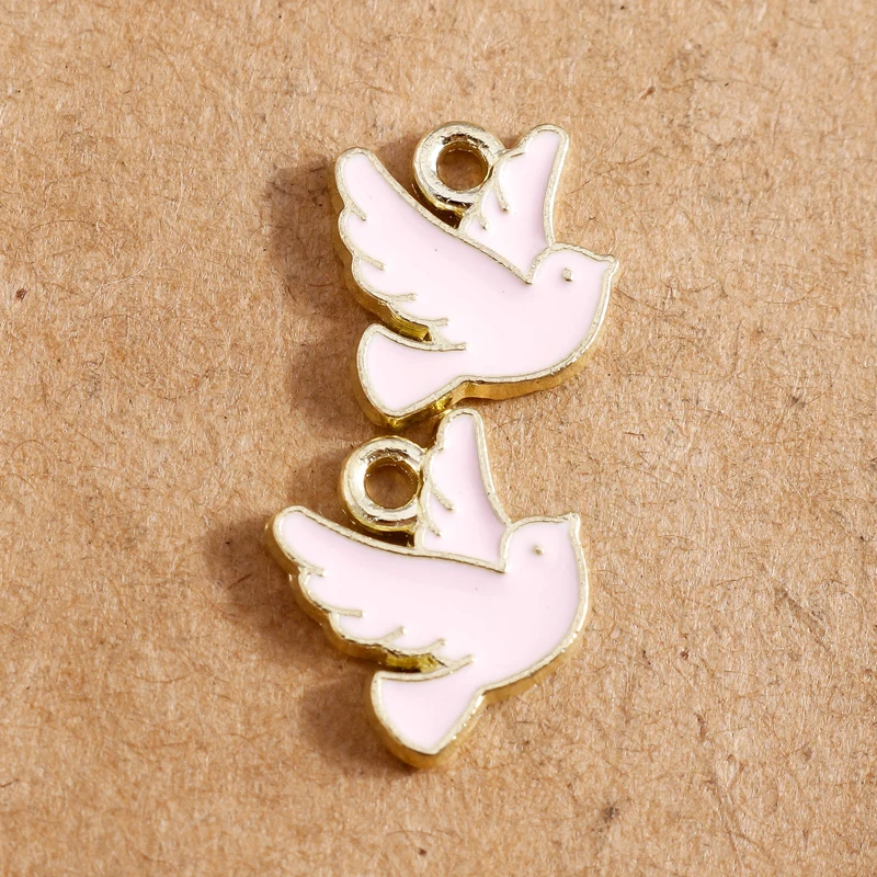 10 teile/los 11*13mm Emaille Vogel Charms für Schmuck Machen Taube Anhänger Halskette Armbänder Charms DIY Entdeckungen – Detail 3