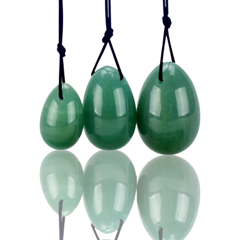 Natural Green Yoni Egg Set Jade Eggs Yoni Wand Crystal Massager Kegel Exerciser Vaginal Muscle Tightening Pelvic Massage Stone