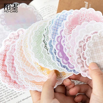 

30 PCs/Pack Colorful Lace Planner Stickers Background Paper Decorative Sticky Notes Stationery Stickers Handcraft Papers