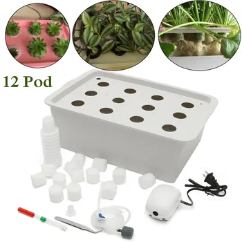 

12 Holes Plant Site Hydroponic Garden Pots Planters System Indoor Garden Cabinet Box Grow Kit Bubble Nursery Pots