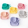 2022 New Children's Tableware Food Supplement Bowl BPA Free Waterproof Tableware Square Plate With Leakproof Spoon Fork 1