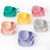 2022 New Children's Tableware Food Supplement Bowl BPA Free Waterproof Tableware Square Plate With Leakproof Spoon Fork 1