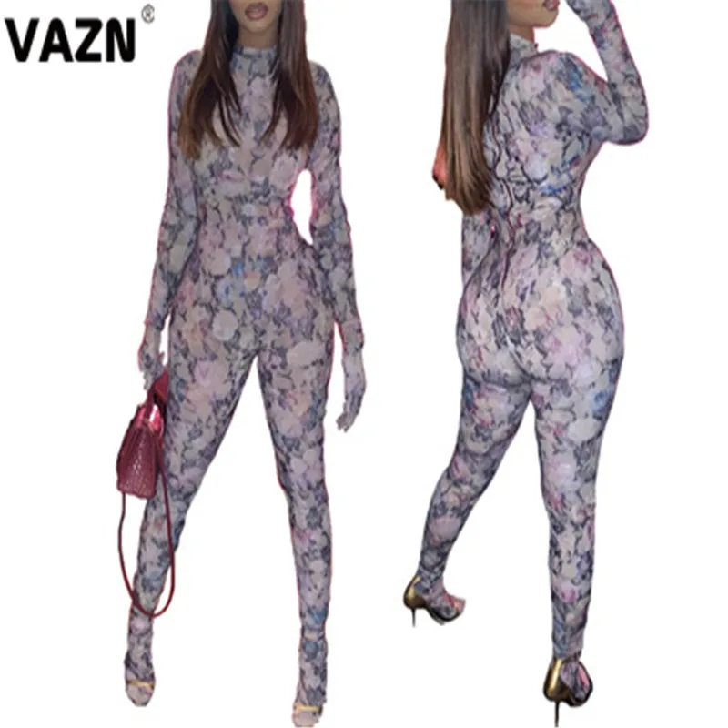 VAZN, новинка, хит, модные, уличные комбинезоны, зеленые, повседневные, облегающие, кружевные, с соединением, сексуальные, длинные штаны, тонкий, длинный комбинезон