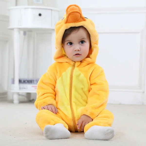 Детские комбинезоны; Одежда для мальчиков и девочек; костюм для новорожденных; комбинезон для младенцев; зимняя Пижама с кроликом; roupas de bebe recem nascido - Цвет: Duck