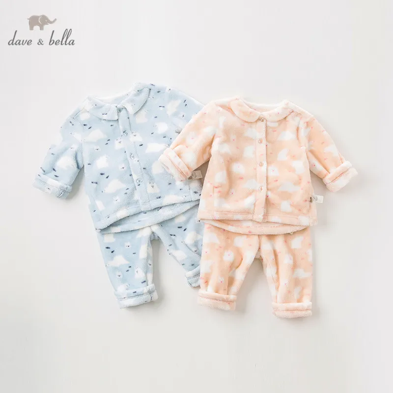 DB12776 dave bella/комплект пижам для детей; зимняя Домашняя одежда унисекс для маленьких детей; одежда для сна с длинными рукавами и принтом