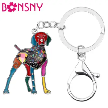 

Bonsny Enamel Alloy Rhinestone Floral Doberman Dog Key chains Key Rings Car Purse Bag Decorations Keychains For Women Girls Gift