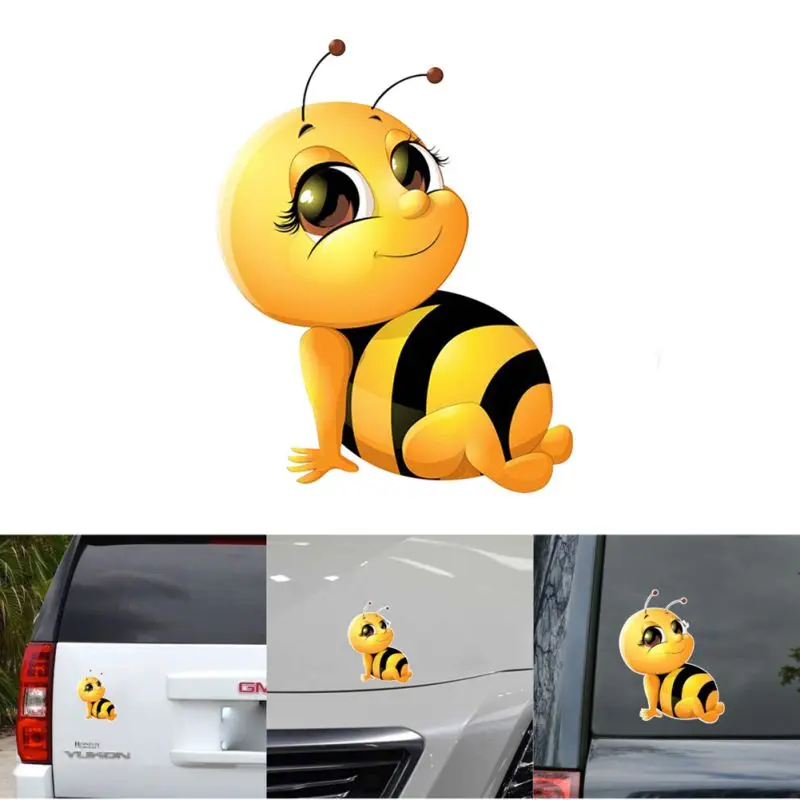 

Creative Funny Cartoon Decal Smile Bee Car Big Eyes Sticker bee sticker pvc Car Decal Funny Decoration