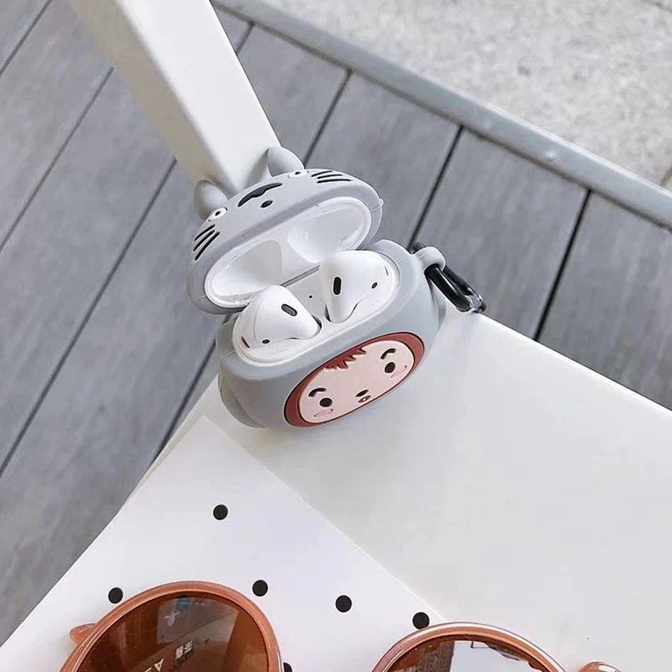 3D чехол для наушников s для AirPods, силиконовый чехол с милым мультяшным щенком для Apple Air pods 2, забавный чехол для наушников, кольцевой ремешок