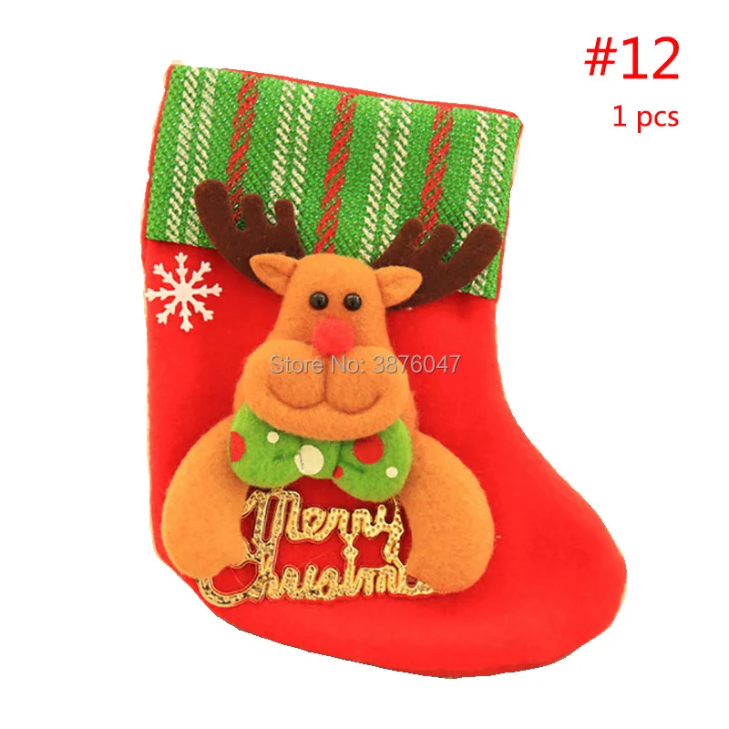 1 шт. рождественские чулки носки подарок конфеты сумки ткань Санта Клаус Снеговик рождественские вечерние предметы интерьера - Цвет: 12