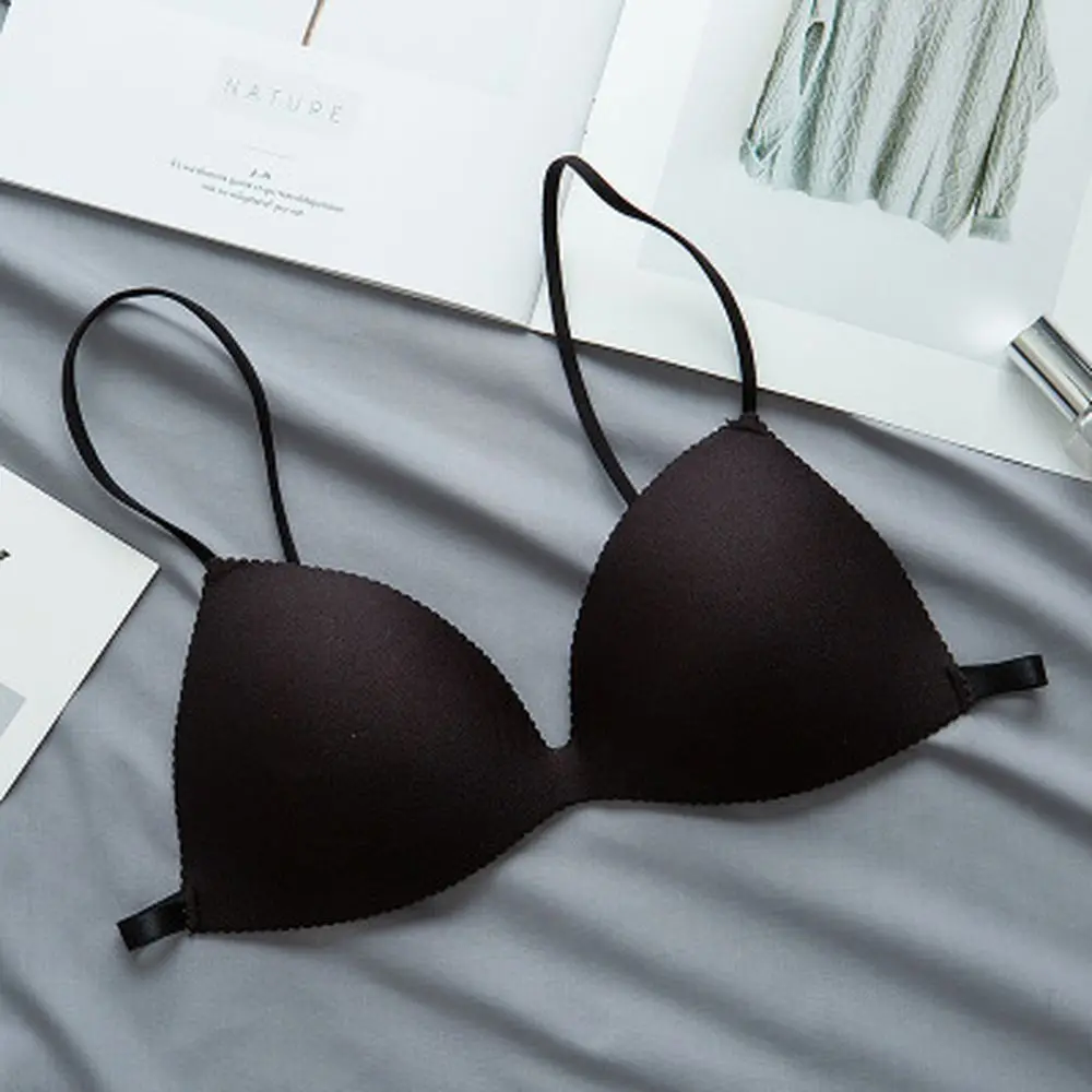 Women Bra Seamless Ultra-thin Underwear Women Thin Shoulder Strap Girls Backless Bra Push Up Bra One Piece Bra Breast Wrap