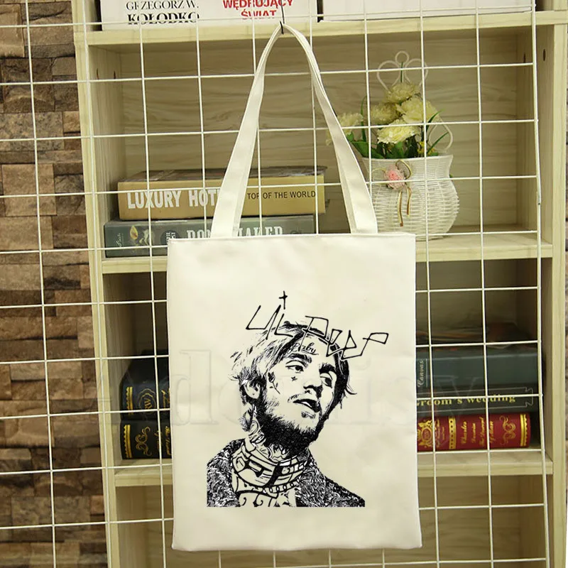 

Rapper Lil Peep Print Female Handbags Fashion Handbag Canvas Bag Tote Ladies Casual Shoulder Bag Reusable Shopping Bags