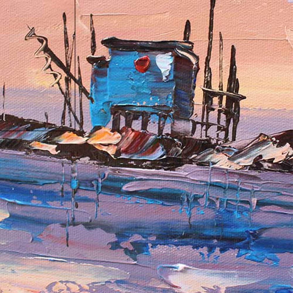 Waliicorners Abstract Oil Painting On Canvas Home Decor Artwork Sunriset In Sea Paintings Hand-Painted 21 H152f11a60dfa47558308f47c85f56719I