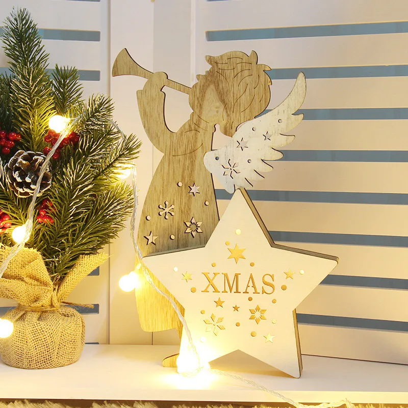 

Christmas Snow Man/Angel/Elk Decor Bauble LED Light Luminous Xmas Tree Ornaments DTT88