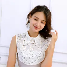 Элегантные женские полурубашки с отворотом Ложные съемные воротники винтажные полые кружева шифон цветок хлопок Поддельный Воротник Кнопка Блузка Топы