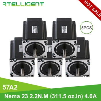 

Rtelligent 5PCS 2.2N.M Nema 23 Stepper Motor 57*57 8mm Shaft D-shaft for CNC Engraving Milling Machine