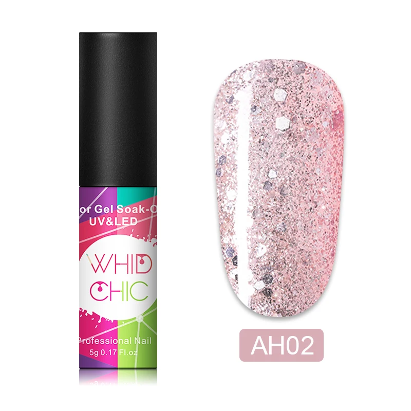 WHID CHIC 1 бутылка 5 мл УФ-гель для ногтей осенняя и зимняя серия розовый зеленый цветной долговечный гель лак для ногтей - Цвет: AH02