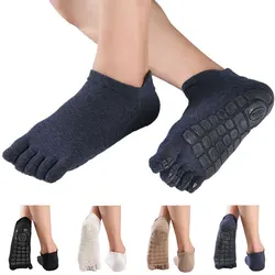 New Fitness Men Winter And Autumn Five Fingers Socks Warm Non Slip Grip Fitness Toe Socks Low Calf Slipper Male Floor Socks