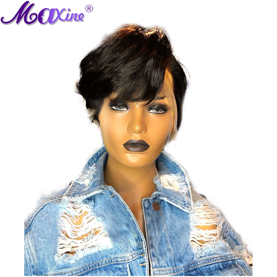 Maxine Pixie Cut Wig 13x4 Короткие парики из натуральных волос на шнурках для черных женщин 150 плотность
