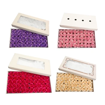 

1 Box 50Pcs with Stand Rose Soap Flower Body Bath Soap Rose Whitening Soap Wedding Decoration Gift