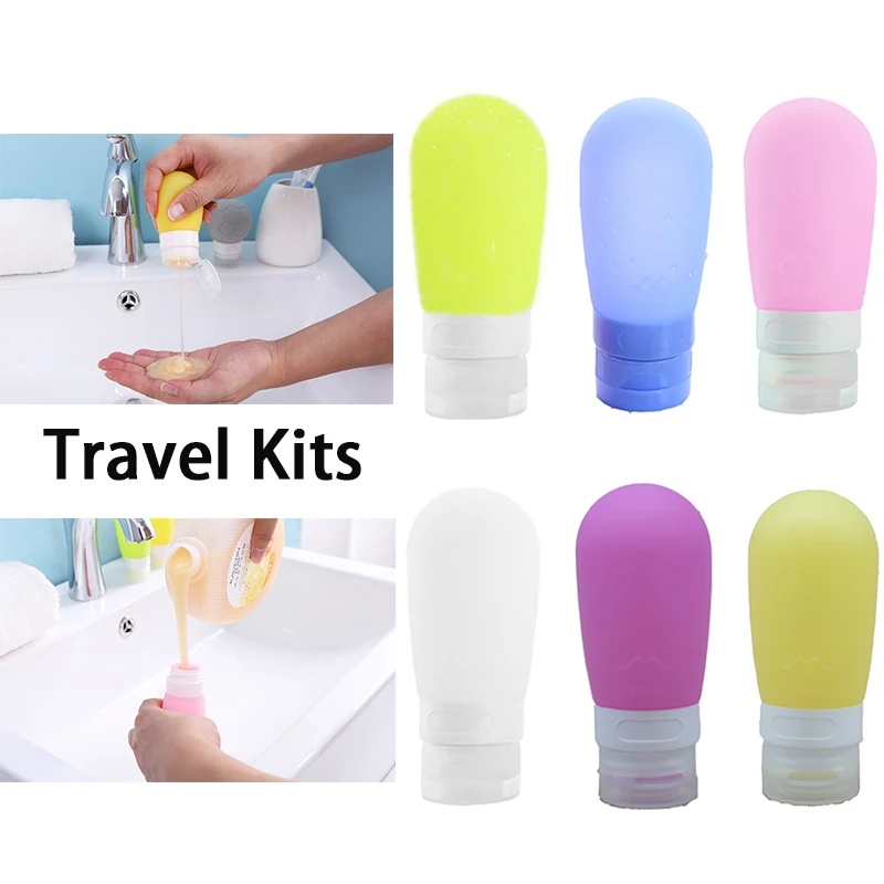 

38ml 60ml 80ml Portable Empty Silicone Refillable Travel Kit Packing Press Bottle For Lotion Shampoo Bath Sample Container