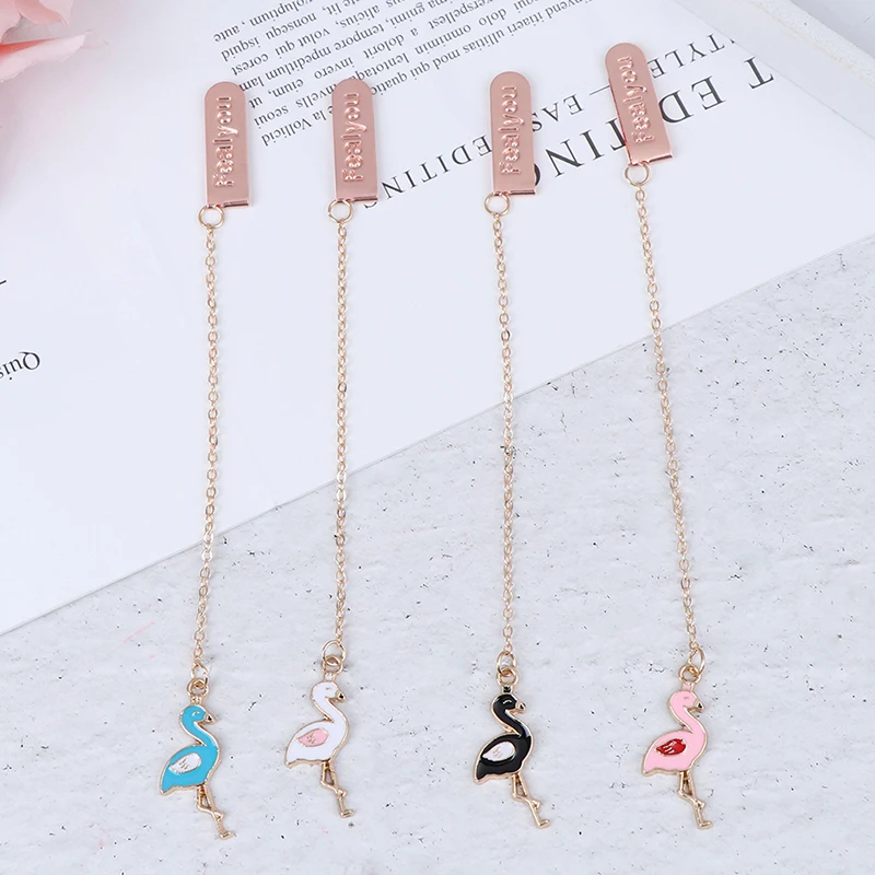 1 шт. Kawaii Фламинго металлическая Закладка для книги милые закладки с животными