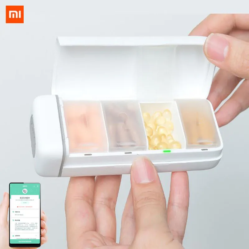 Xiaomi Mijia HiPee смарт-напоминание Дорожный Чехол для таблеток разветвитель таблеток 4 сетки контейнер для хранения лекарств коробка управления с помощью WeChat APP