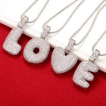 

ZHUKOU 1.25x500mm Fat and lovely crystal brass silver color letter necklace for women friends birthday gift model: VL34