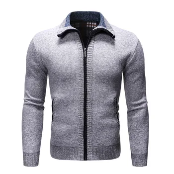 

CYSINCOS 2020 Autumn Winter Men's Sweater Coat Faux Fur Wool Sweater Jackets Men Zipper Knitted Thick Coat Casual Knitwear