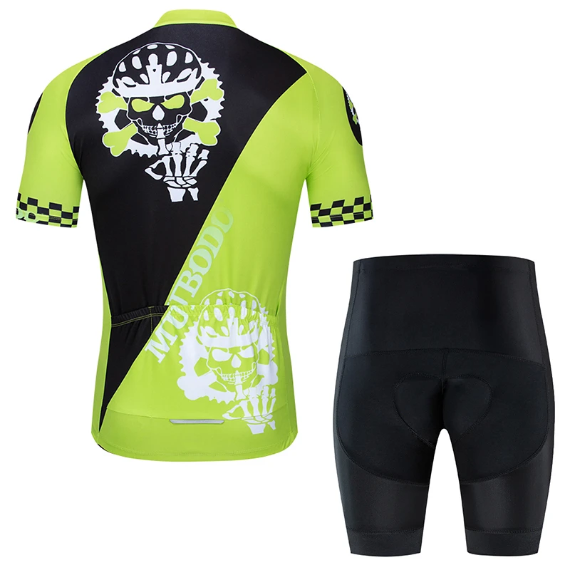 Ropa Ciclismo наборы 3D печатных череп солнцезащитный Джерси короткий рукав+ шорты нагрудник костюм Мужская команда горный Велоспорт обучение
