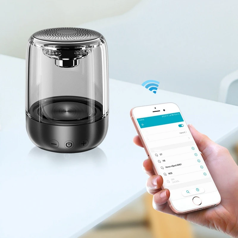 C7 прозрачный беспроводной Bluetooth динамик модный басовый звук СВЕТОДИОДНЫЙ