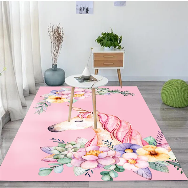 Мультяшный Единорог/ковры с изображением жирафов для гостиной, спальни декоративный коврик на заказ, прикроватное одеяло, 3D принт, розовая серия, большой размер, ковер