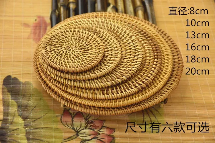 Ручной работы из ротанга Чай подстаканник коврик для чайника стол коврик тарелка Подставка под горячее Чай коврик подставки для столовых приборов столовых чаша