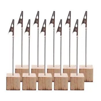 

10PCS Wood Table Number Holder set Name Place Card Holder Memo Clip Stand Note Holders Pictures Card Paper Menu Clip