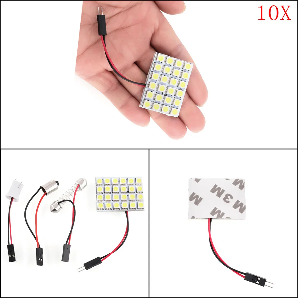 10x Холодный белый 24 светодиодный 5050 SMD гирлянда автомобильный светильник Панель лампа T 10 адаптер