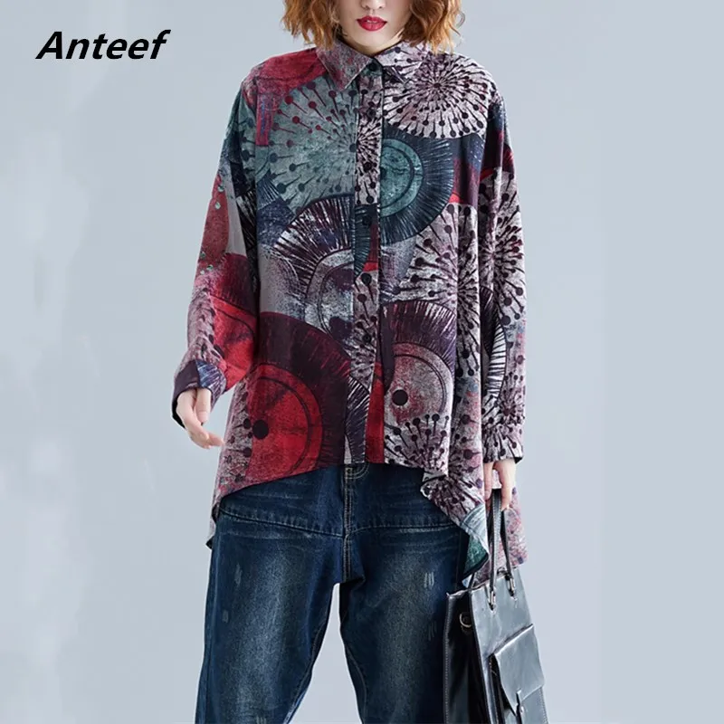 

long sleeve cotton autumn vintage korean style plus size Casual loose shirt women blouse 2019 clothes ladies tops streetwear