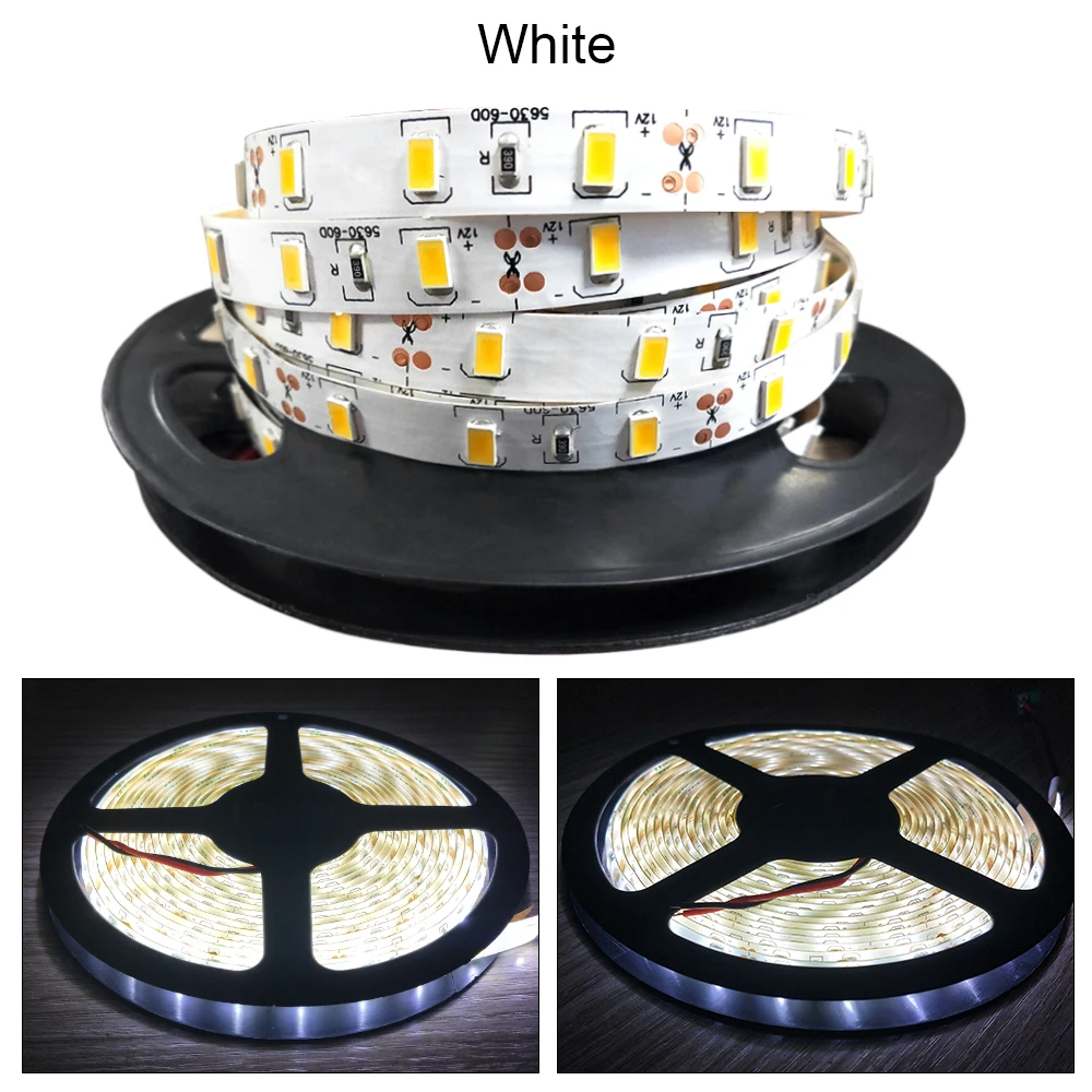 Светодиодные ленты света 5630 SMD DC12V 60 Светодиодный s/М гибкий свет ярче, чем 2835 5050 светодиодный лента 1/2/3/4/5 M